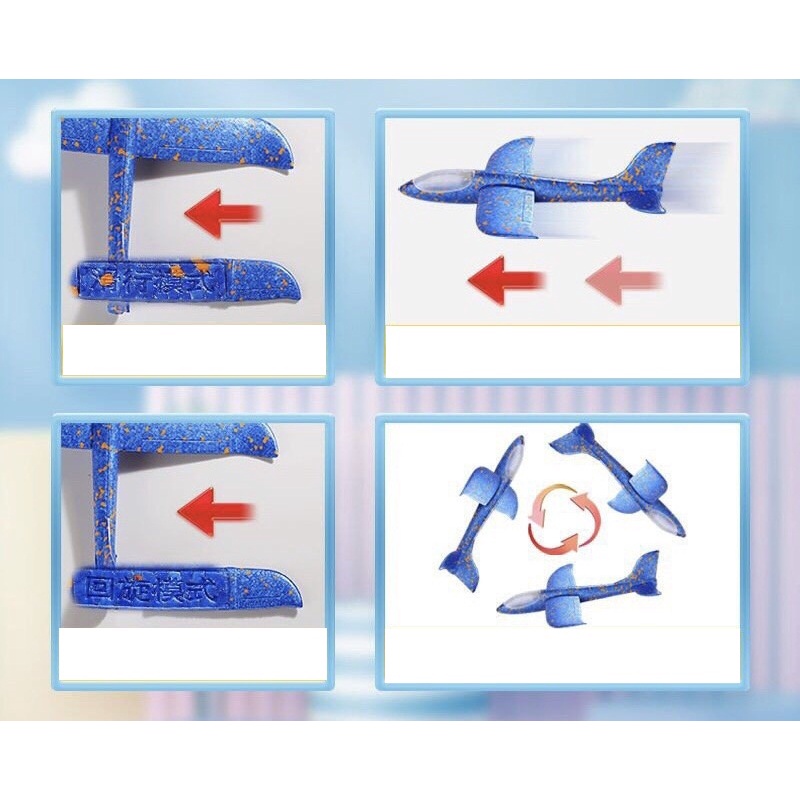 Súng bắn máy bay có đèn LED đồ chơi trẻ em xốp cứng chắc chắn tầm bay lượn xa mô hình trẻ em