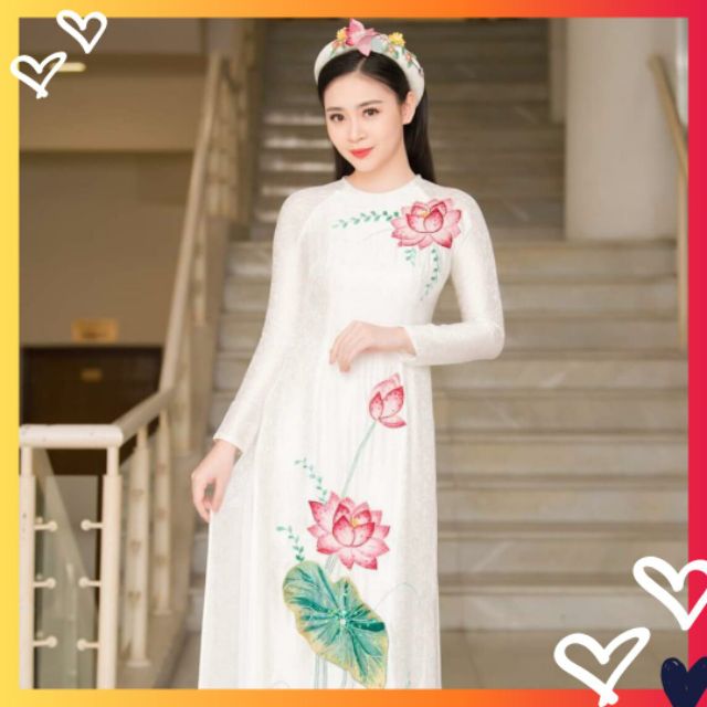 💯💯💯 ÁO DÀI TRẮNG SEN TINH KHÔI SIÊU MỀM SIÊU MÁT KÈM MẤM💥💥💥( ÁO RIÊNG QUẦN RIÊNG)