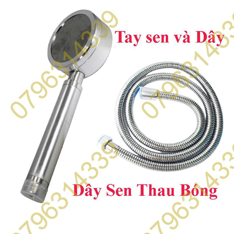 Bộ vòi sen tăng áp nhôm, tay sen tăng áp SIÊU MẠNH, dây sen tắm inox 304, đồng thau dài 1.5m, cài sen nhựa xi, tay sen