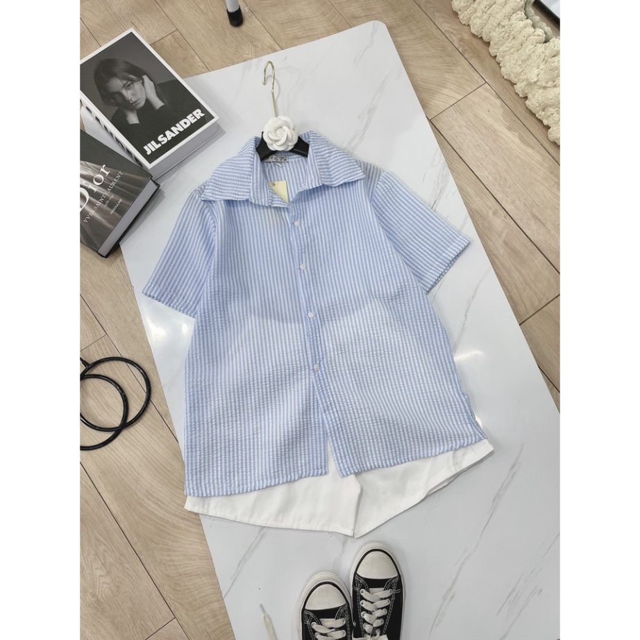 Set bộ sơ mi đũi xốp xẻ tà quần short đùi LT475 0322