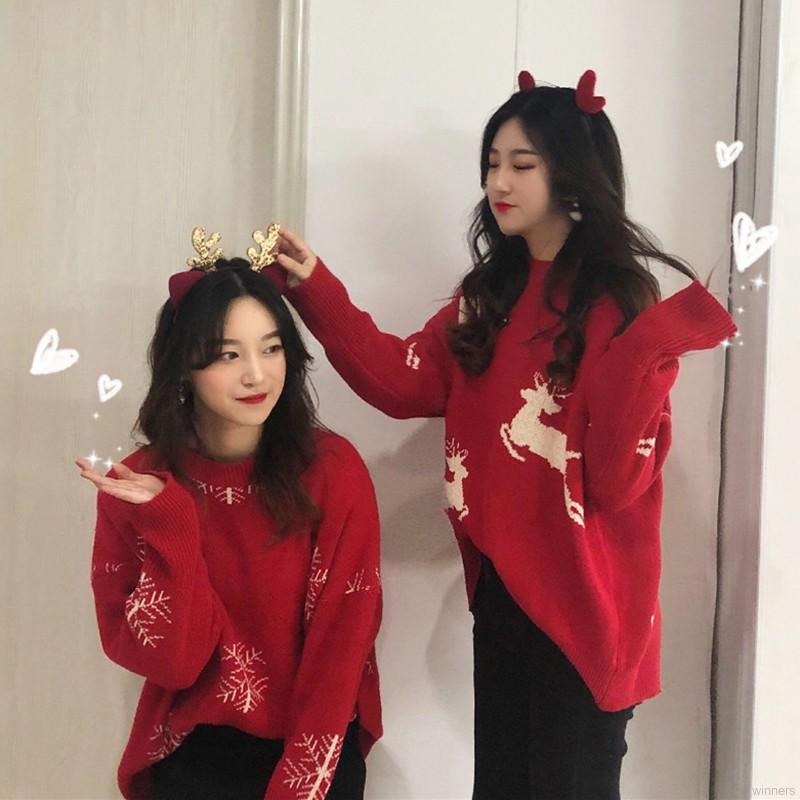 Áo len form rộng màu đỏ họa tiết giáng sinh | BigBuy360 - bigbuy360.vn