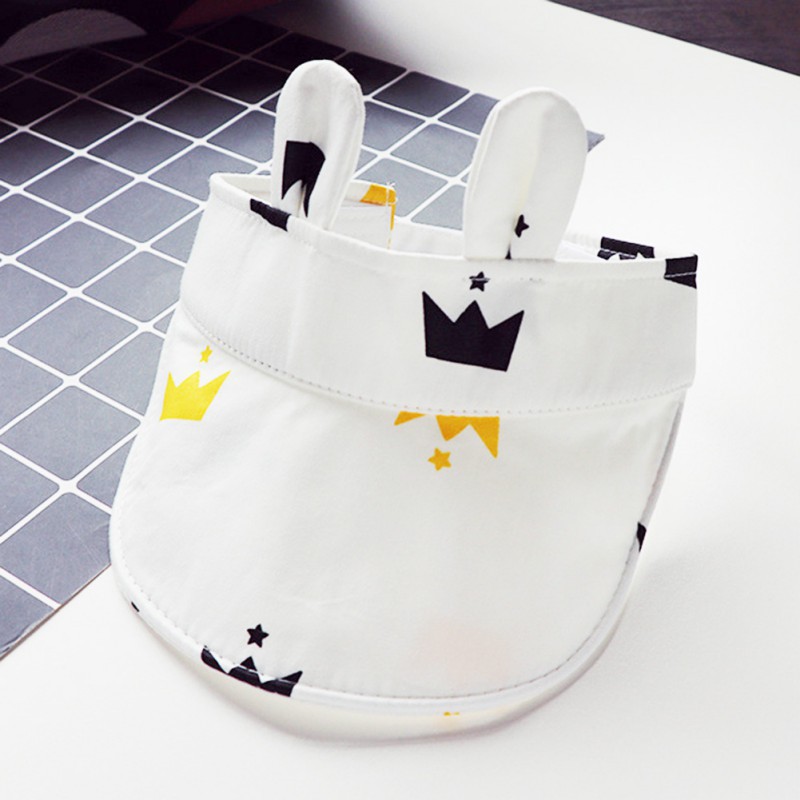 Mũ lưỡi trai hở đầu phối tai thỏ họa tiết hoạt hình dễ thương cho bé