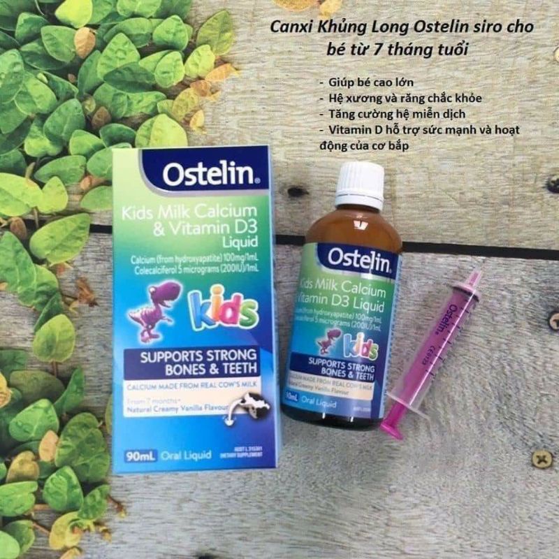 Canxi sữa khủng long Ostelin &amp; VitaminD3 Liquid 90ml - Xuất xứ Úc Chính Hãng