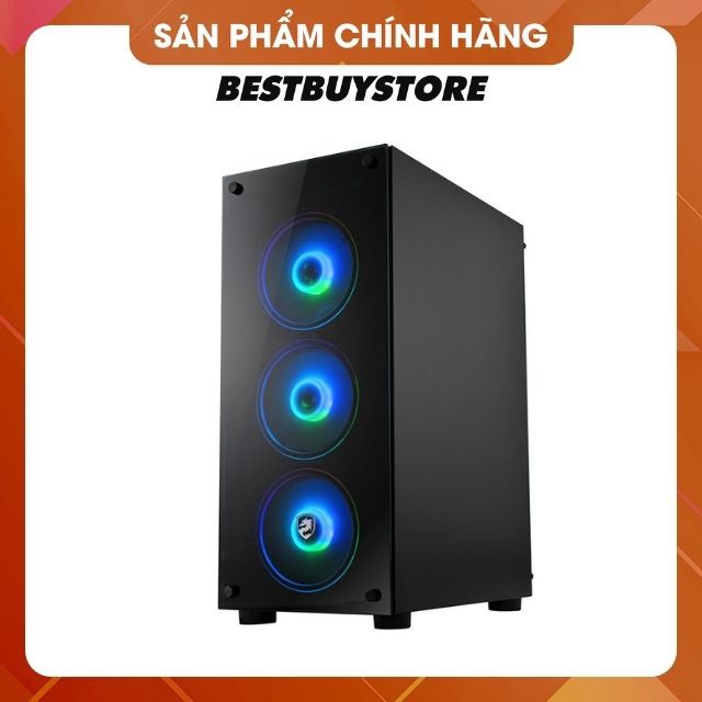 Vỏ Case Vitra POSEIDON G5 2 mặt kính - Kèm 3 Fan RGB (Mid Tower / Màu Đen)