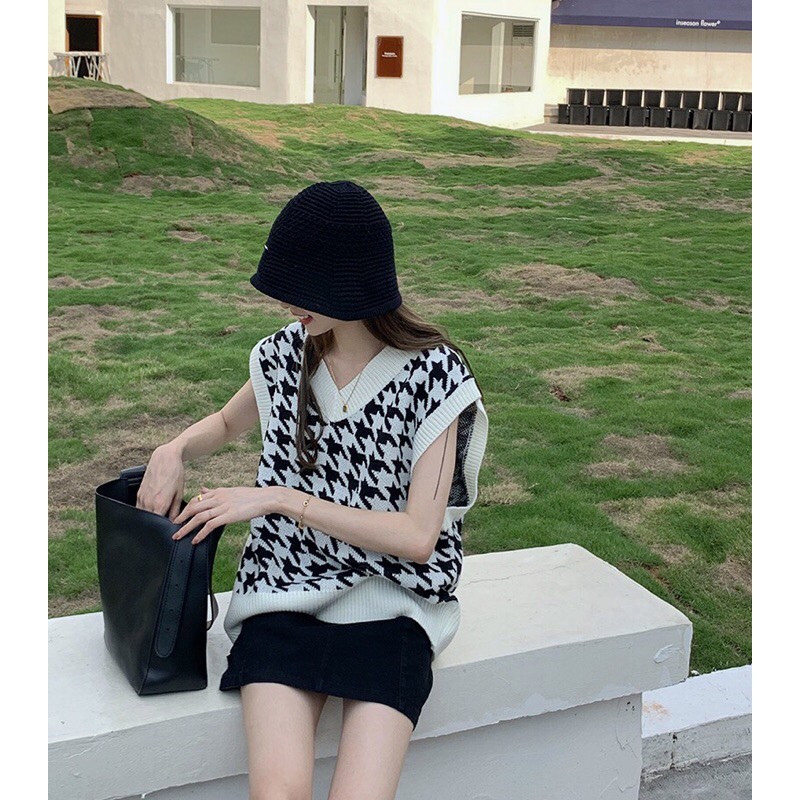 [CÓ SẴN] Áo Len Ghile (Gile) Hàng Dệt Kim Dày Dặn Hoạ Tiết HOUNDSTOOTH Thời Thượng - Hàng Quảng Châu loại 1 | BigBuy360 - bigbuy360.vn