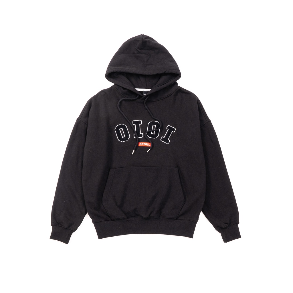 HOODIE PHONG CÁCH HÀN QUỐC LOGO THÊU BÔNG XÙ
