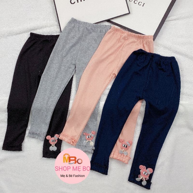 Quần dài bé gái quần legging cotton len nơ bướm thỏ size nhí 8 đến 22 kg