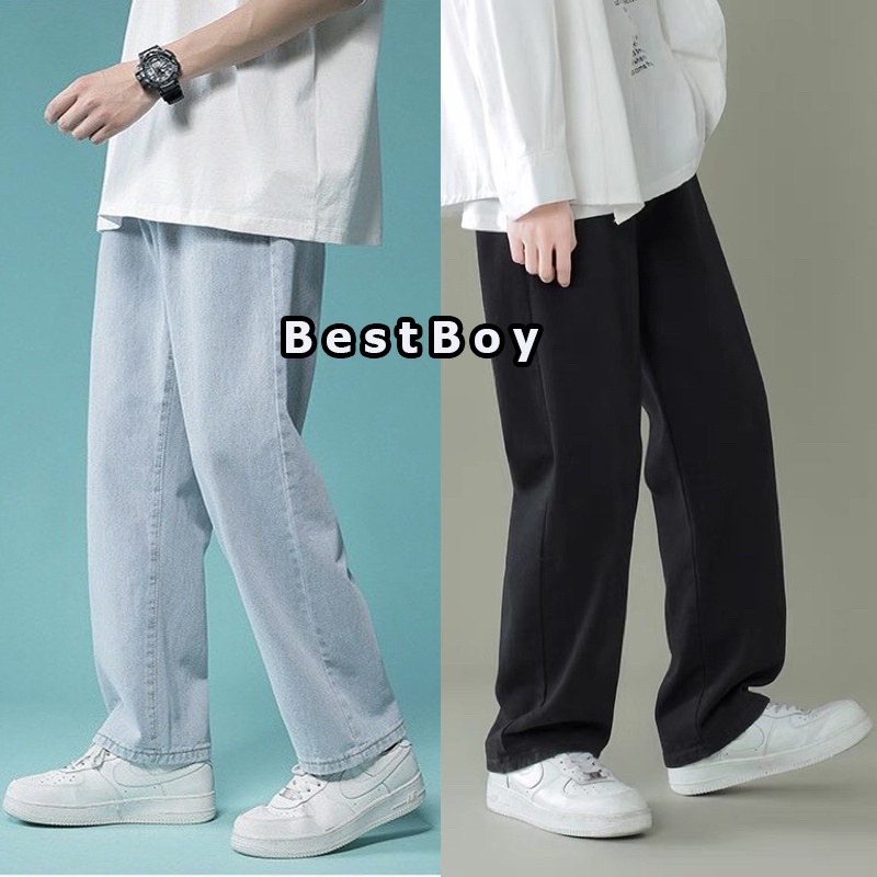 Quần Jeans nam ống suông rộng, form baggy SRR-01 Style hàn quốc, Quần jean nam suông ống rộng baggy