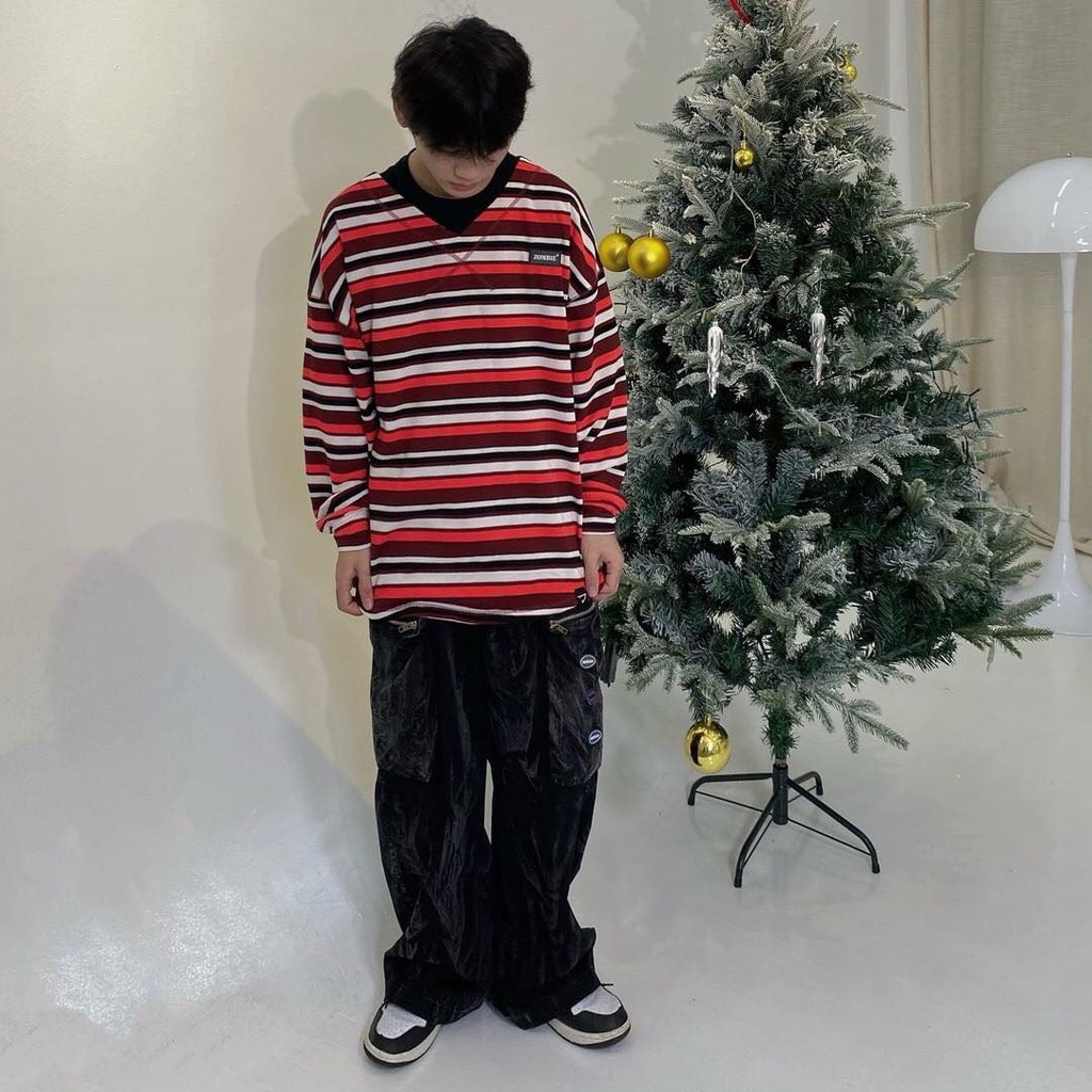 Áo ZOMBIE® V Striped Sweater In O/Brown