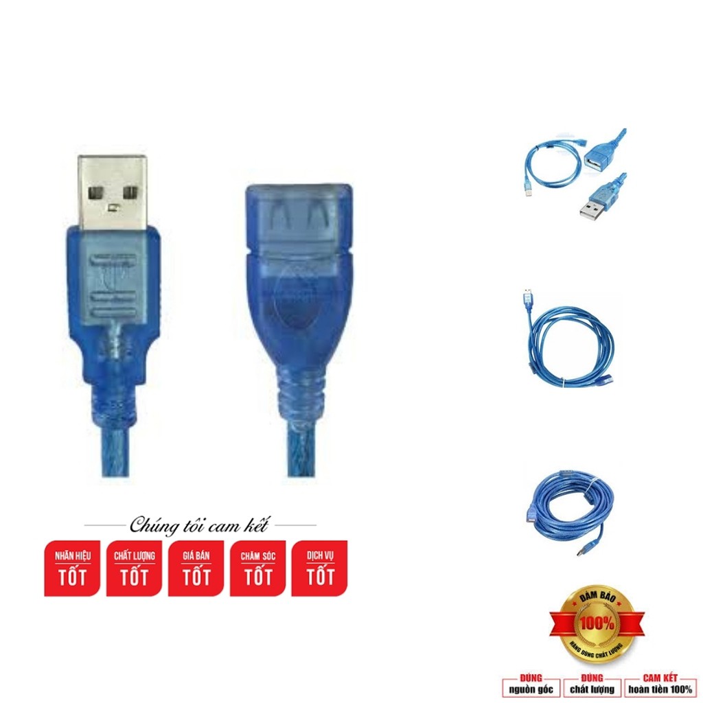 [Freeship] Dây Nối Dài Usb, Cáp Usb 10m 2.0 Màu Xanh Bọc Chống Nhiễu, Hàng Chất Lượng