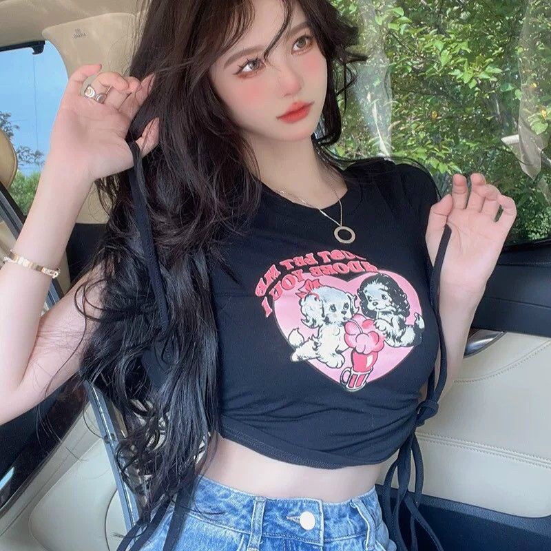 Áo kiểu dây rút 2 bên in hình alohashop91