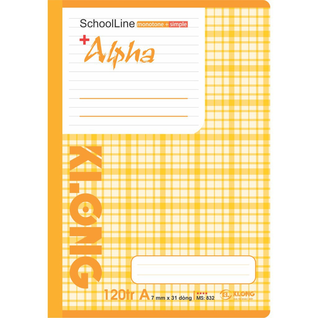 Vở kẻ ngang Alpha KLong - 120 trang; MS 832 - khách sỉ ib