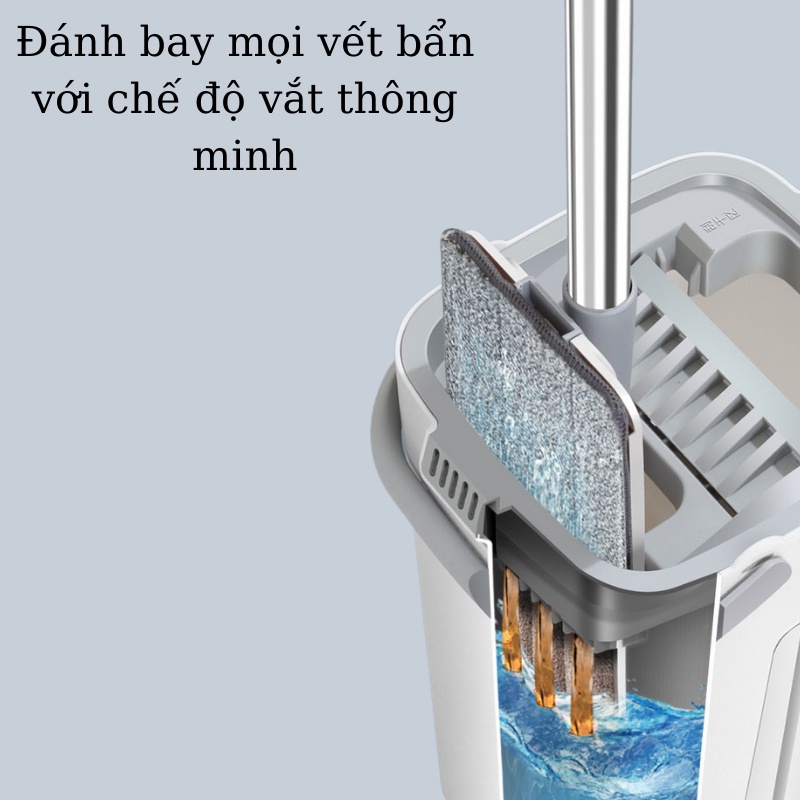 Cây Lau Nhà Chổi Lau Nhà Tự Vắt Thông Minh 360 Độ Đa Năng Tặng Kèm 2 Bông Lau