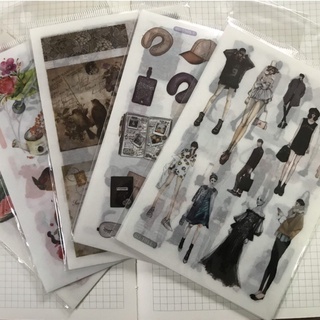 [25 mẫu] Bộ 6 tấm sticker vintage hình dán dễ thương trang trí sổ tay cute, Nhật ký, Bullet Journal chất liệu washi