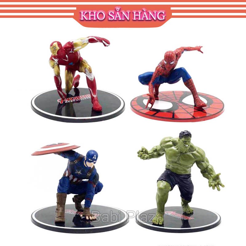 Set 4in1 mô hình siêu anh hùng MARVEL Khổng Lồ Xanh - Người Nhên - Đội trưởng Mỹ - Người Sắt