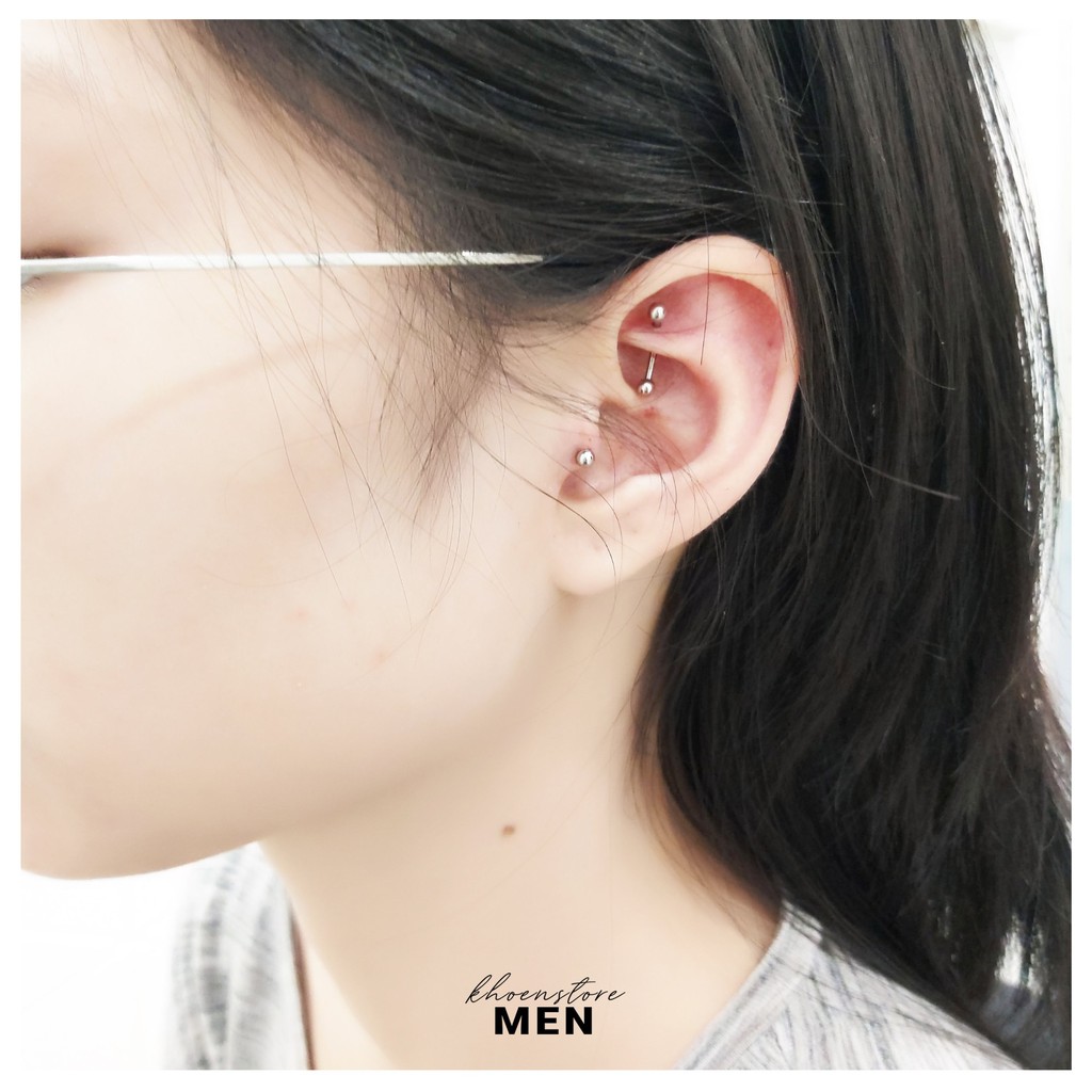 Khuyên tai Cong hạt bi vị trí Chân mày, rook, daith - Khoen Store