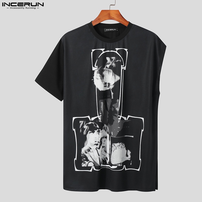 Áo sát nách Incerun tay siêu ngắn dáng rộng in hình độc lạ phong cách sành điệu cho nam