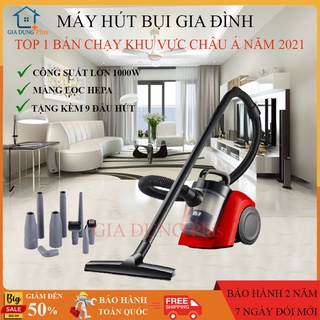 Máy hút bụi gia đình công suất lớn, máy hút bụi cầm tay cùng nhiều đầu hút tiện dụng, đa năng. Bảo hành 2 năm.