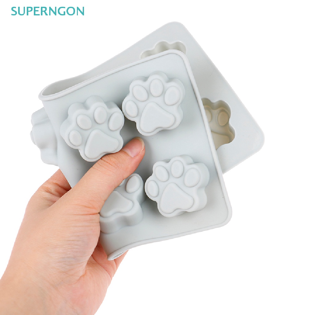 Khuôn Silicone 10 Ngăn Tạo Hình Dấu Chân Mèo Trang Trí Bánh