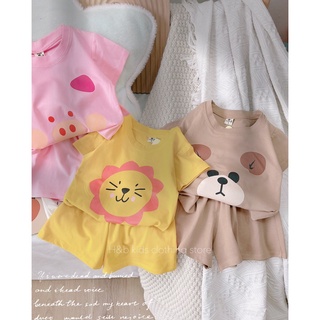 Bộ cotton 3 mặt con vật cho bé