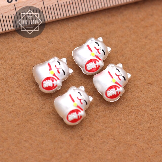 CHUYÊN SỈ  Charm mèo thần tài bạc hàng siêu đẹp - Bạc tốt loại 1, PH216
