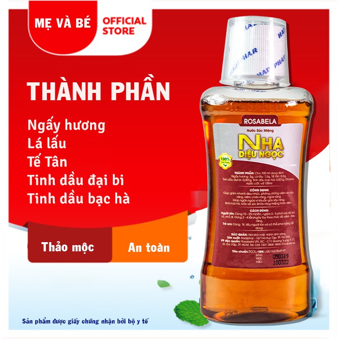 Nước súc miệng Nha Diệu Ngọc phòng chống viêm do sâu răng, viêm chân răng