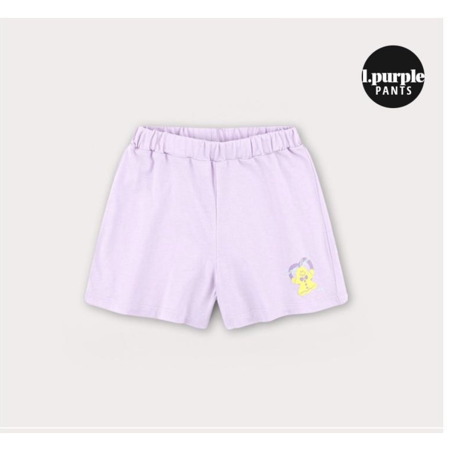Quần đùi cotton Hej Mini màu tím hình Ginger