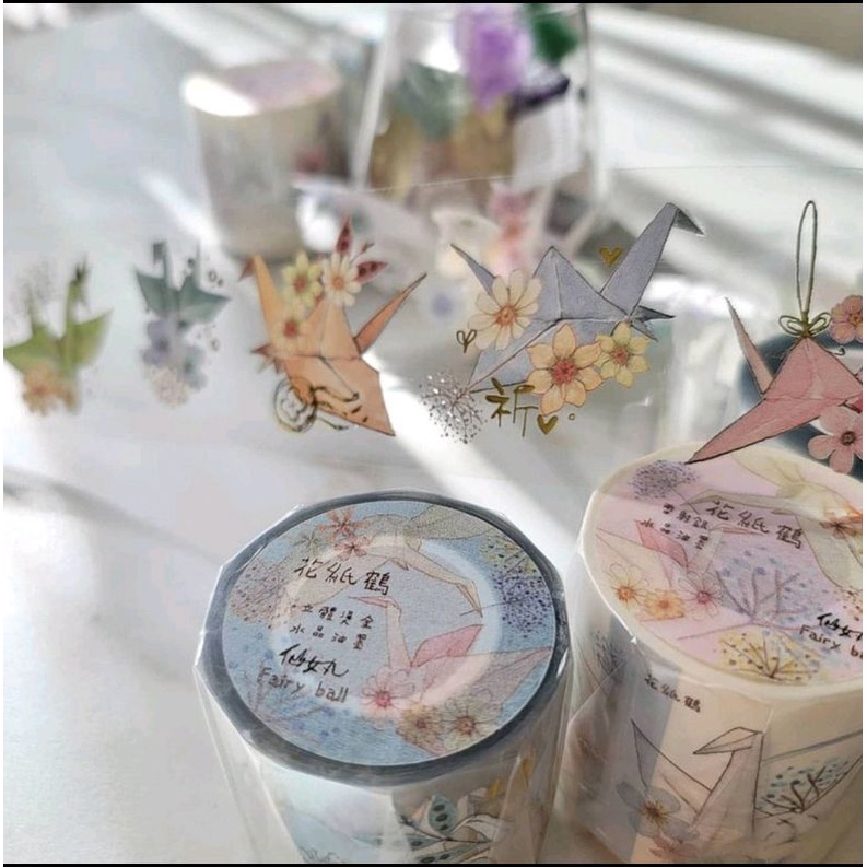 Krisna.room ♡ Hãng Peipan- 1 chu kì 111cm cuộn băng dán hình hạc giấy