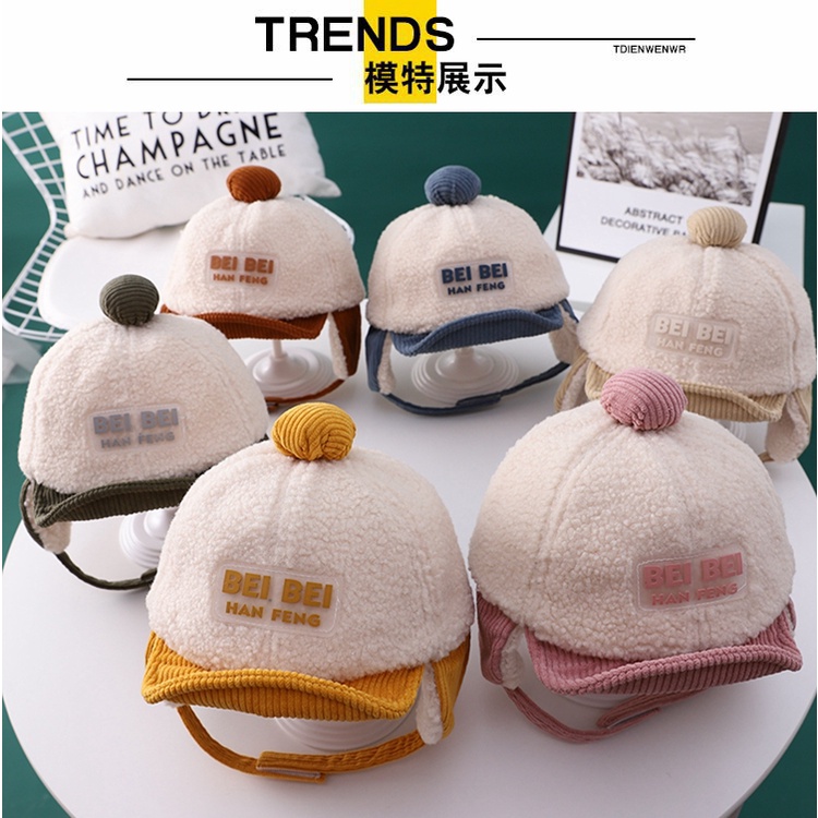 Mũ lưỡi trai che tai giữ ấm thời trang thu đông cho bé