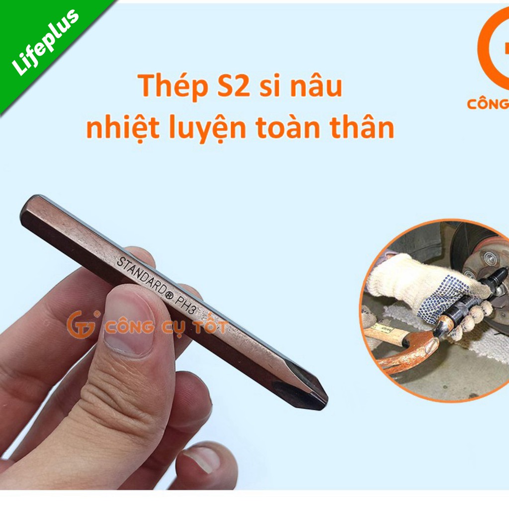 Mũi vít đóng 4 cạnh PH3 Standard si nâu dài 78mm