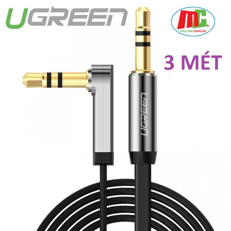 Cáp audio 3.5mm 3m đầu bẻ góc UGREEN 10728 - Hàng Chính Hãng