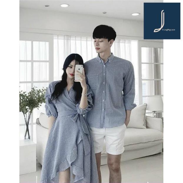 Áo đôi, Áo cặp váy sơ mi nam nữ du lịch, Đồ đi biển, chụp ảnh cưới đẹp TrungNguyen