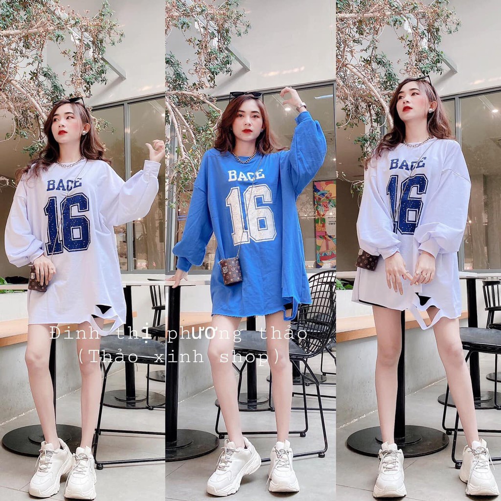 Phông dài tay in số form giấu quần màu ĐEN | TRẮNG | XANH Ulzzang