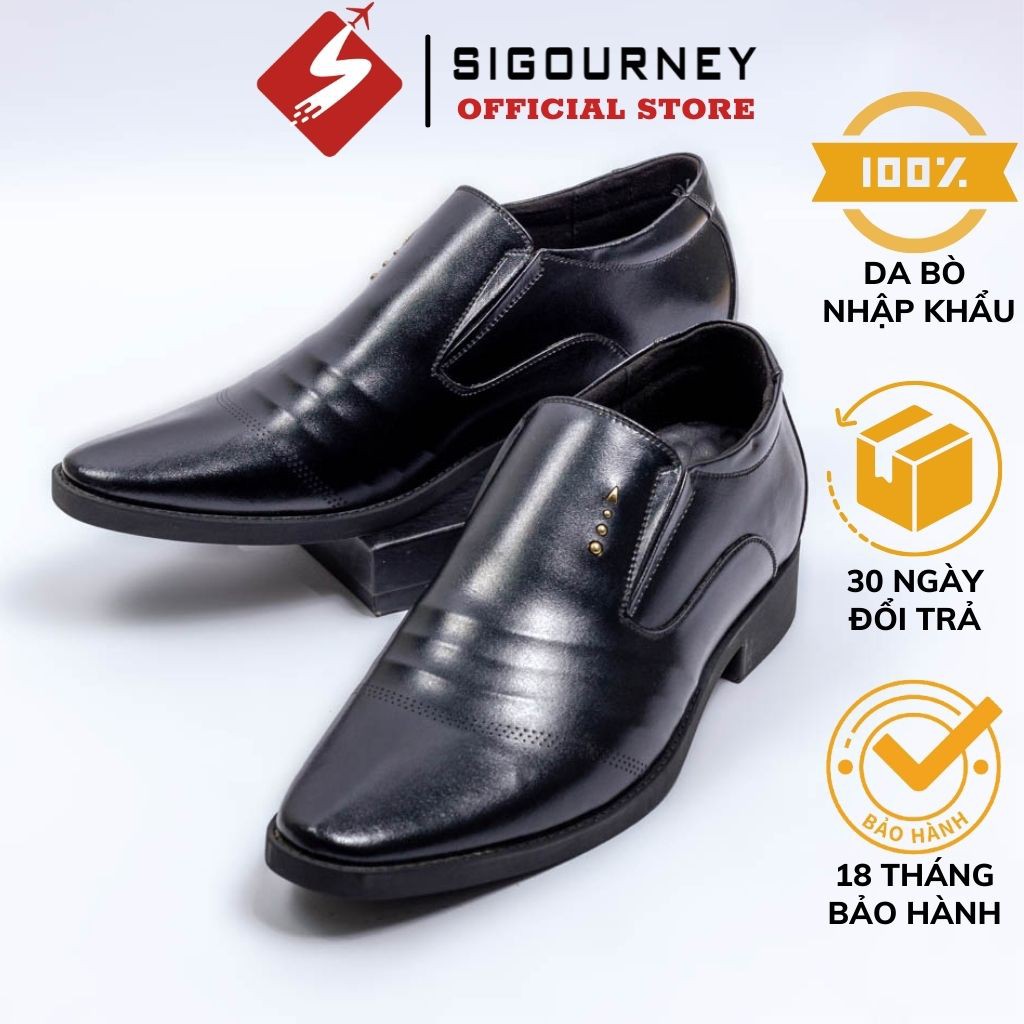 Giày tăng chiều cao nam 6cm dành cho dân công sở SIGOURNEY SIG-16 màu đen