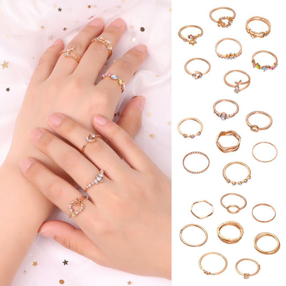 SUMU Nhẫn Mạ Vàng Đính Đá Pha Lê Thời Trang