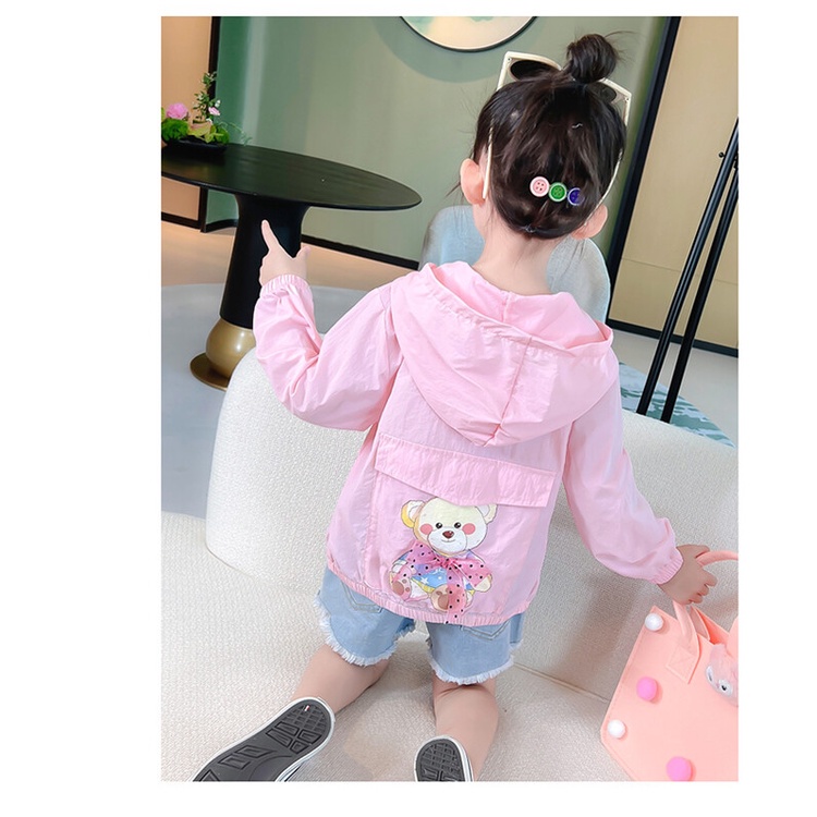Áo Khoác Chống Nắng Có Mũ Trùm In Hoạt Hình Dễ Thương Cho Bé Gái Từ 12 Tháng 18 Tháng 2 3 4 5 6 7 8 Tuổi