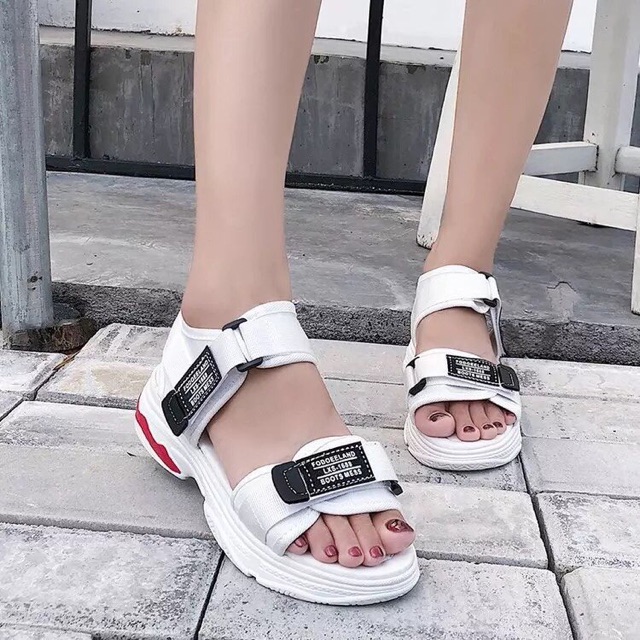 [Kèm 2 ảnh thật cuối] Sandal học sinh gót đỏ kiểu dáng Hàn Quốc trẻ trung năng động