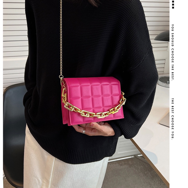 Túi Xách Đeo Vai Hình Vuông Màu Trơn Phối Dây Xích Hình Vuông Nhỏ Phong Cách Retro 2022 NB00122