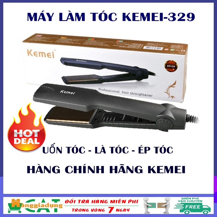 Máy Kẹp Ép Duỗi Thẳng Tóc 4 Mức Chỉnh Nhiệt Kemei KM 329 bảo hành 2 tháng
