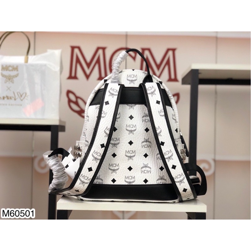 Balo Nữ M.CM Chất Da Pu 2 màu Hồng, Trắng Cao Cấp