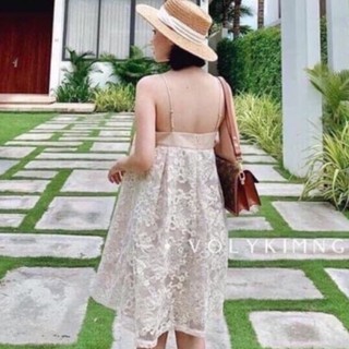 Đầm ren tiểu thư ❤️freeship❤️ đầm ren 2 dây nơ ngực