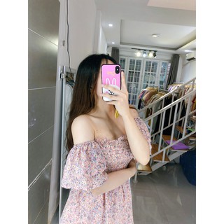 ĐẦM HOA VOAN TRỄ VAI