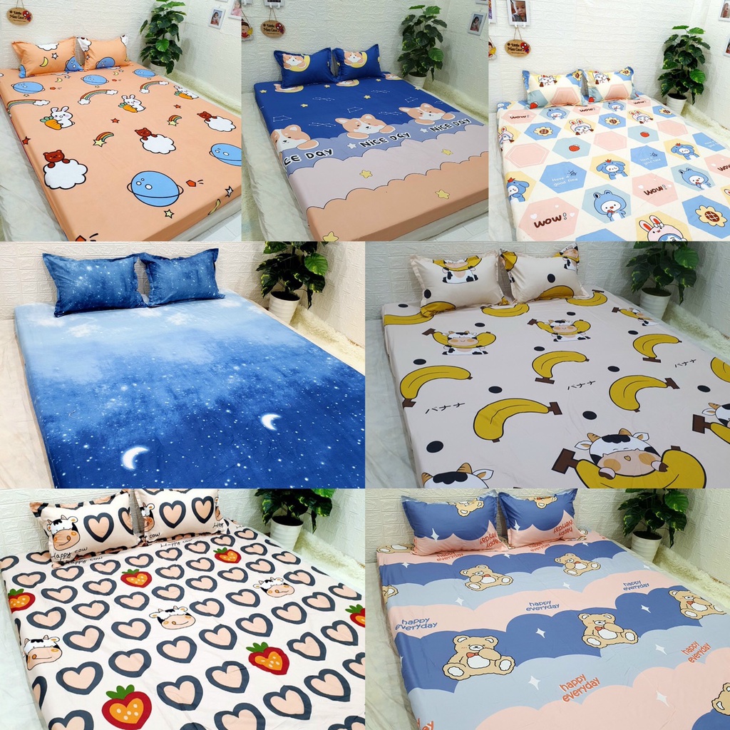 Bộ ga gối Cotton Poly gồm ga và 2 vỏ gối đầu ( được chọn mẫu) | BigBuy360 - bigbuy360.vn