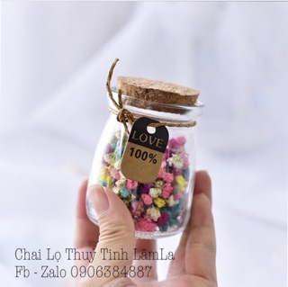 [HCM]Hũ Thuỷ Tinh Pudding Lùn Nút Gỗ Ép 100ml