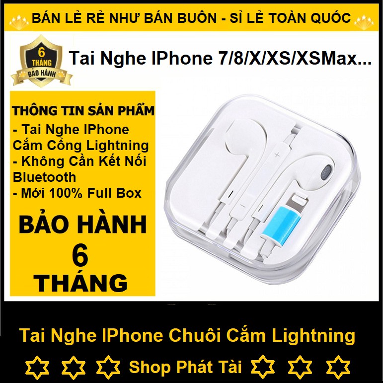 Tai Nghe Có Dây IP 7, Tương Thích Với Dòng IP 7/8/7 Plus/8 Plus/X/Xsmax/11promax (Ko Cần Kết Nối Bluetooth)