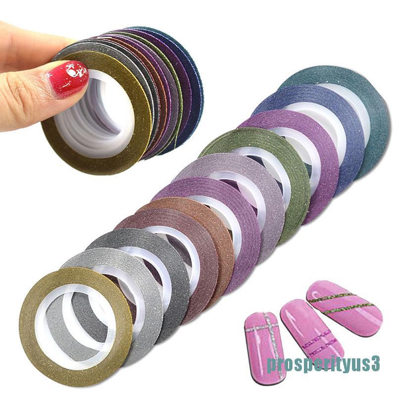 12 cuộn băng keo dán trang trí móng tay 1mm