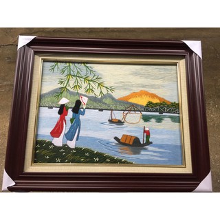 Tranh thêu áo dài size 45x55cm