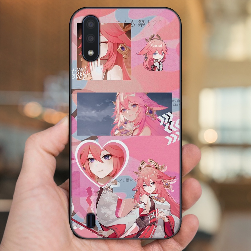 Ốp lưng Samsung A01 viền đen in hình Yae Miko Genshin Impact