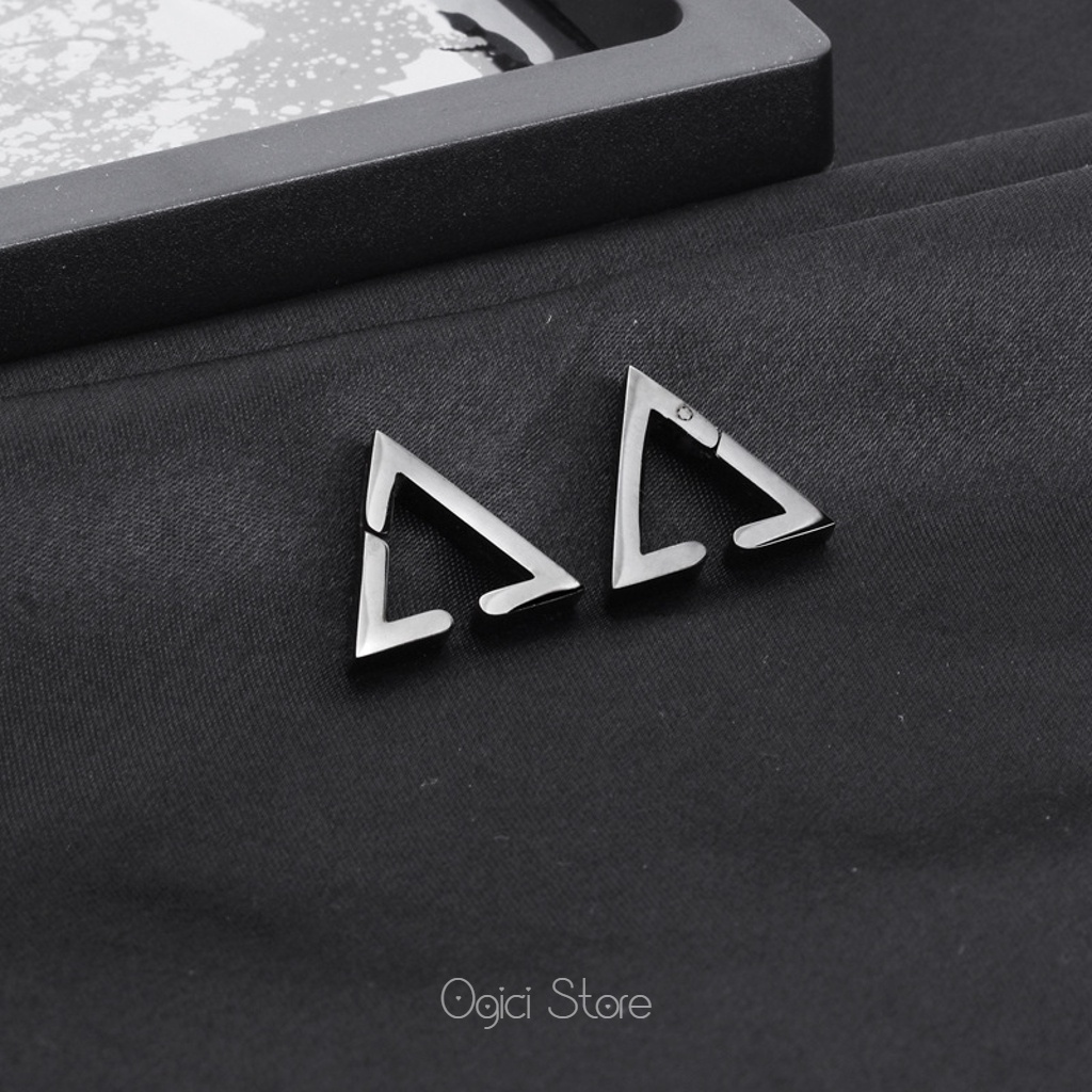 Bông tai nam nữ thép không gỉ, Khuyên tai không cần bấm lỗ kẹp tam giác trơn xu hướng đơn giản, Cá tính, Unisex, 1 chiếc