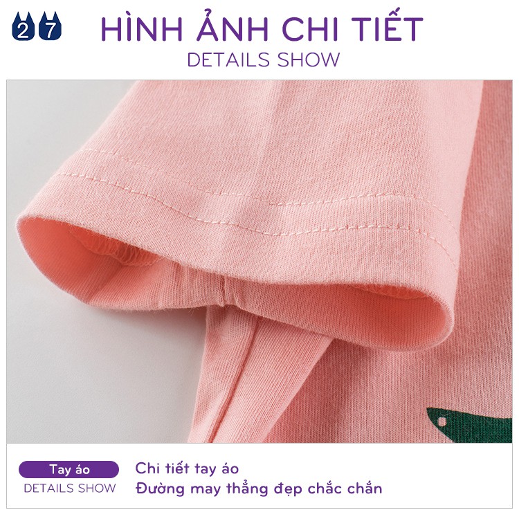 Áo bé gái 27HOME áo cotton cộc tay cho bé in hình hoa quả hàng xuất Âu Mỹ